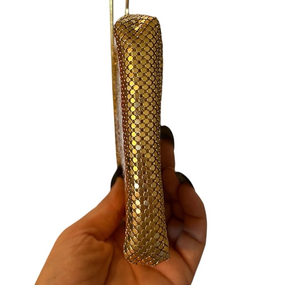 Gold Mesh Purse Handbag Evening Metal Bag Crossbody Vintage 80s 90s Top Mark - Picture 6 of 11